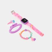 Reloj digital infantil con tablero cuadrado, pulseras y pinza para cabello