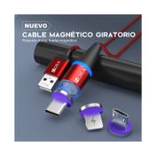 Cable USB magnético de 1 metro con puntas intercambiables, rojo