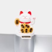 Tazón decorativo con gato de la fortuna y monedas koban