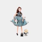 Muñeca de 30 cm con vestido azul