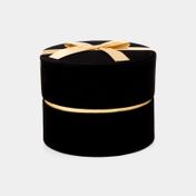 Caja de regalo de 12.5 cm negra con moño dorado