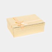 Caja de regalo de 6.7 x 23 cm dorada con moño