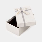 Caja de regalo de 7.3 x 19 cm gris con moño