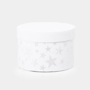 Caja de regalo de 10 x 15 cm blanca con estrellas plateadas
