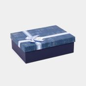 Caja de regalo de 9.5 x 29 cm azul con moño