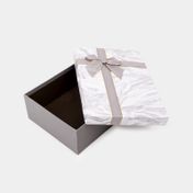 Caja de regalo de 9.5 x 29 cm gris tapa tipo mármol con moño