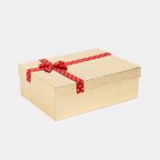 Caja de regalo de 11.5 x 33.5 cm dorada con moño
