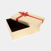 Caja de regalo de 11.5 x 33.5 cm dorada con moño