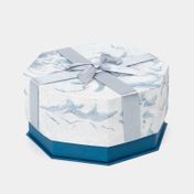 Caja de regalo de 10 x 20 cm azul con gris