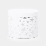 Caja de regalo de 20 x 25 cm blanca con estrellas plateadas