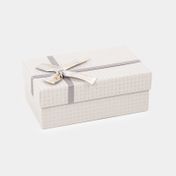 Caja de regalo de 6.4 x 17 cm gris con moño