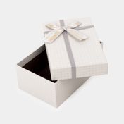 Caja de regalo de 5.4 x 15 cm gris con moño