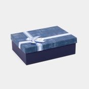 Caja de regalo de 8 x 26 cm azul con moño