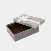 Caja de regalo de 8 x 26 cm gris con moño