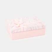 Caja de regalo de 8 x 26 cm rosada con moño