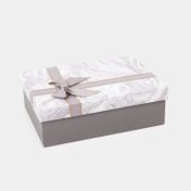 Caja de regalo de 8 x 26 cm gris tapa tipo mármol con moño