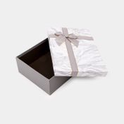 Caja de regalo de 8 x 26 cm gris tapa tipo mármol con moño