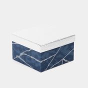 Caja de regalo de 6 x 9 cm azul con plateado