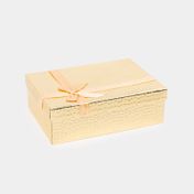 Caja de regalo de 8 x 26 cm dorada con moño