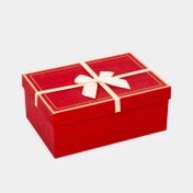 Caja de regalo de 8 x 21 cm con moño beige, rojo