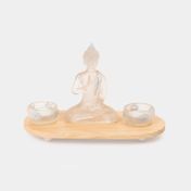 Figura de 14.7 cm buda con 2 portavelas y base