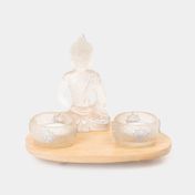 Figura de 12.5 cm buda con 2 portavelas y base