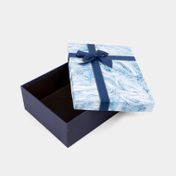 Caja de regalo de 9.5 x 29 cm tapa tipo mármol con moño, azul