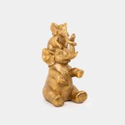 Figura de 20 cm elefante con hijo, dorado