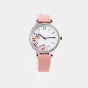 Reloj análogo con pulso en cuero sintético y tablero blanco