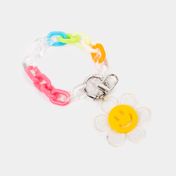 Llavero de 9.5 cm cadeneta multicolor con flor