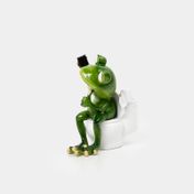 Figura de 13 cm rana sentada en inodoro