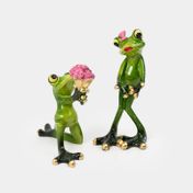 Set figura de 15 cm ranas enamoradas con flores