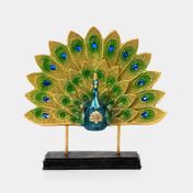 Figura de 29 cm pavo real con plumas abiertas