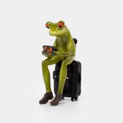 Figura de 14 cm rana con maleta de viaje