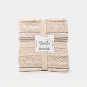 Manta de 150 x 125 cm franjas beige y gris
