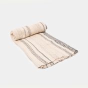 Manta de 150 x 125 cm franjas beige y gris