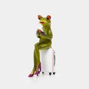 Figura de 16 cm rana con maleta de viaje