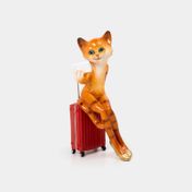Figura de 17 cm gata con maleta de viaje