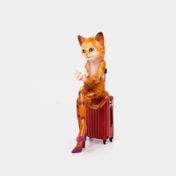 Figura de 17 cm gata con maleta de viaje
