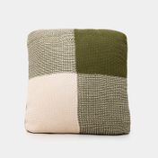 Cojín de 45 x 45 cm con cuadros verde, blanco