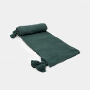 Manta tejida de 150 x 125 cm verde con borlas