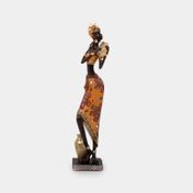 Figura de 39 cm mujer con vestido de flores y jarra