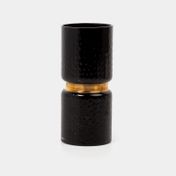 Jarrón en vidrio de 27 cm negro con dorado