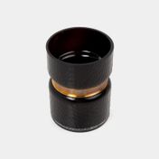 Jarrón en vidrio de 16.5 cm negro con dorado