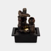 Fuente decorativa de 26 cm con luz, troncos y jarras