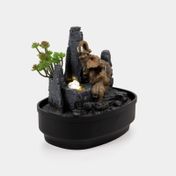 Fuente decorativa de 20.5 x 25.5 cm elefantes con plantas