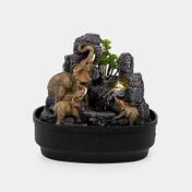 Fuente decorativa de 20.5 x 24.5 cm elefantes, plantas y rocas