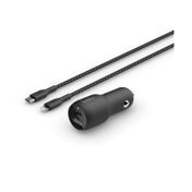 Cargador dual para auto con cable USB-C a lightning de 37 W