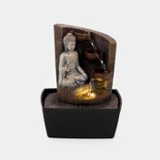 Fuente decorativa de 26.6 cm Buda con vasijas y luz