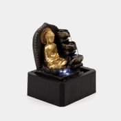 Fuente decorativa de 26 cm Buda dorado con 3 vasijas y luz